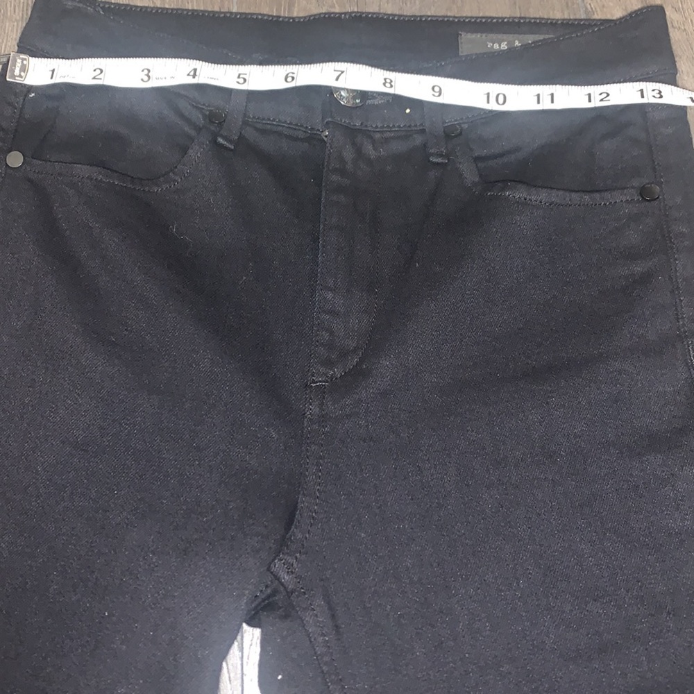 Rag & Bone NWT Bilbury Ankle Cigarette Metallic Hem Jean Size 25 Black/Gold - Picture 13 of 14